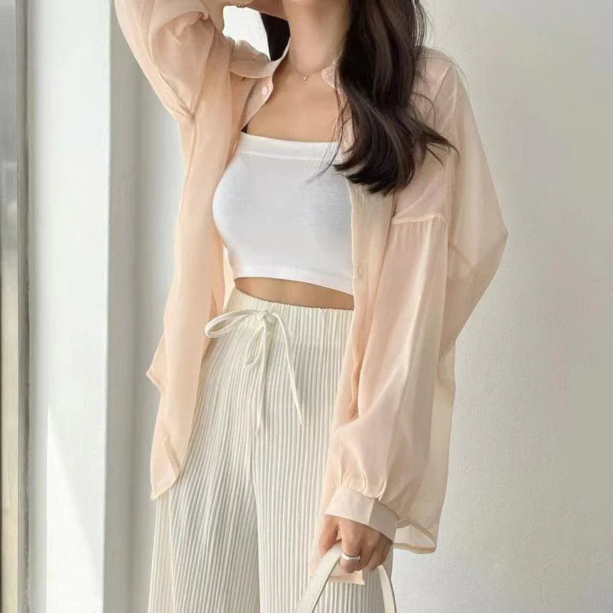 (Promoção Compre 1, Leve 2) Camisa Chiqué™ Estilo Sobretudo em Chiffon / Proteja-se do Sol com Muita Elegância e Estilo!!