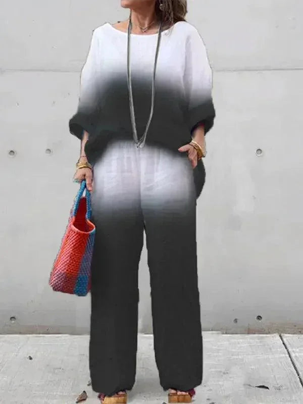Conjunto Lunielle™ em Linho de Algodão com Cores em Degradê / Leveza e Estilo Casual Chique para Todas as Ocasiões!