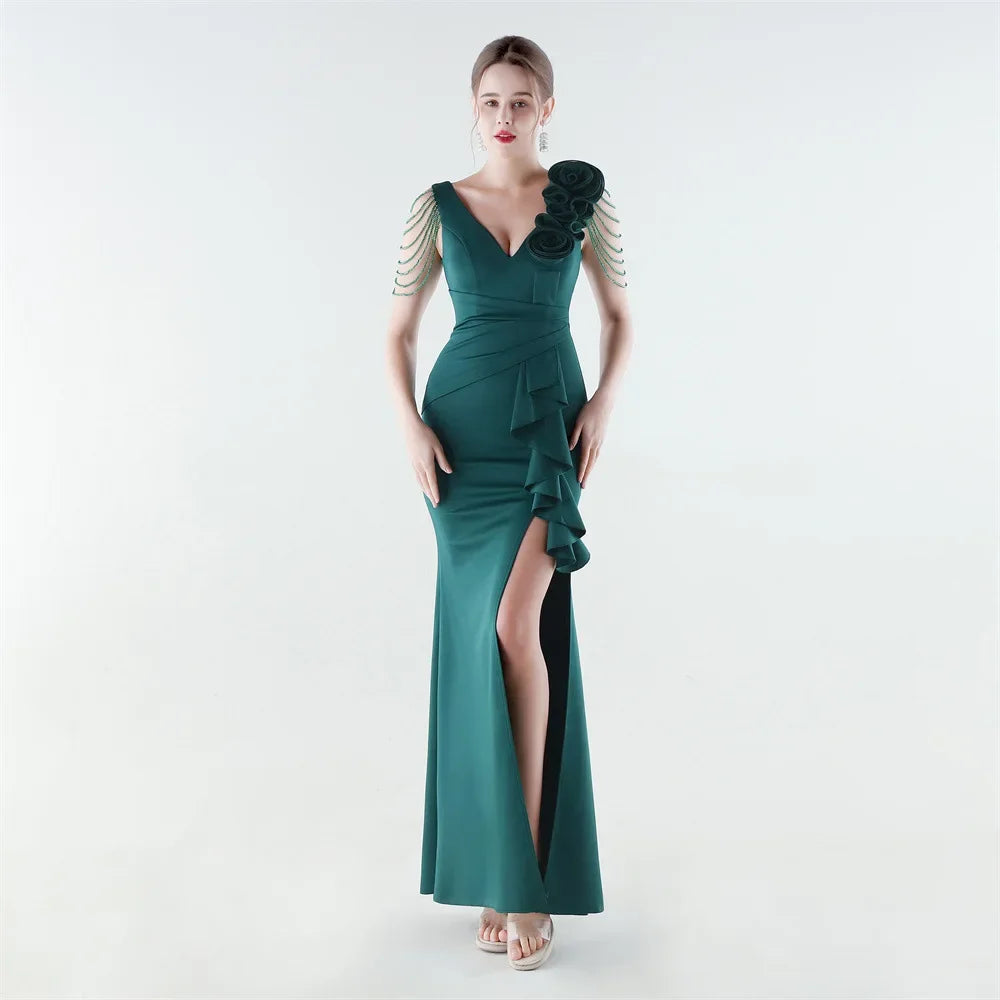 Vestido Aurielle™ com Ombro Decorado e Acabamento Premium