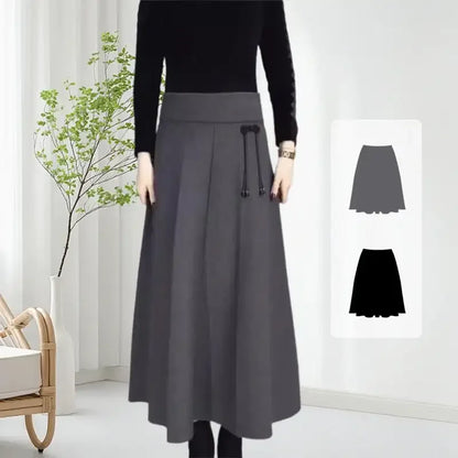 Saia Alfaiataria Maria Joaquina™ com Cintura Elástica e Laço Chique / Mulher que Inspira Respeito e Encanta com Personalidade!