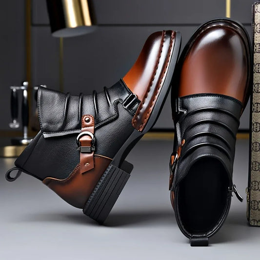 Bota Dallas™ em Couro Premium com Fivela Lateral Ajustável
