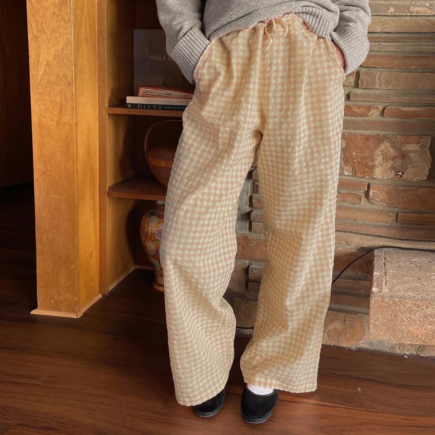 Calça Xadrez Serena™ em Algodão Macio / Conforto e Charme para seus Momentos de Relaxamento!
