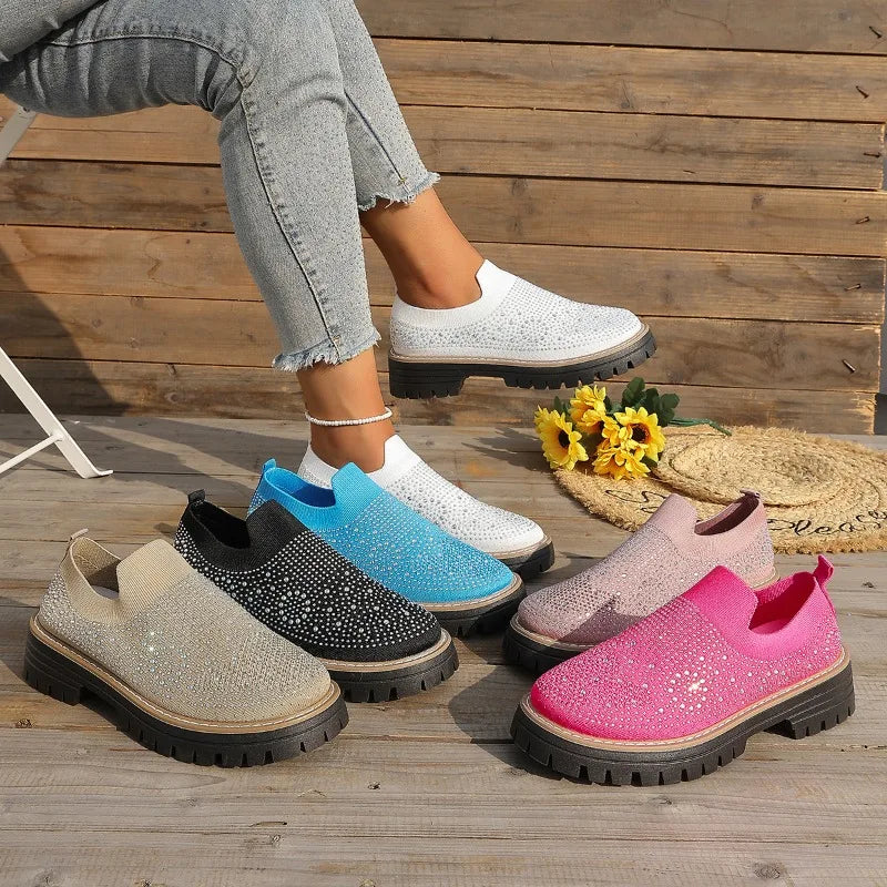 Tênis Brilho Urbano™ Slip-On com Plataforma Tratorada