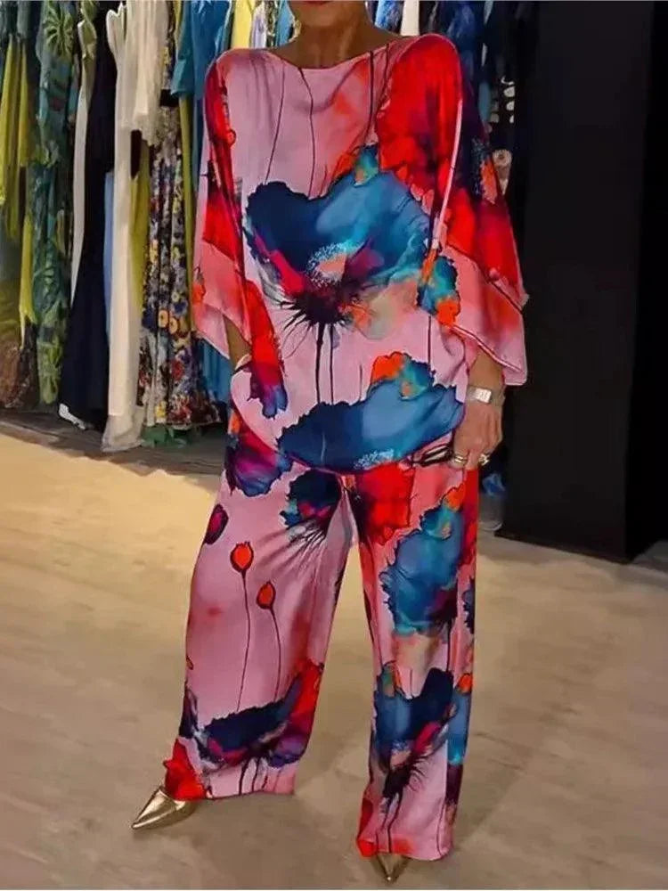 Conjunto Aquarela Floral™ em Cetim Luxuoso / Exale Sofisticação e Criatividade com Conforto Absoluto!