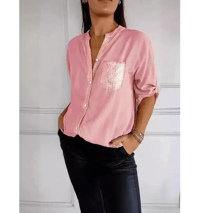 [COMPRE 1 E LEVE 2] Blusinha Salafiori™ com Caimento Solto e Detalhes em Strass Reluzente / Sofisticação e Conforto que Encantam!