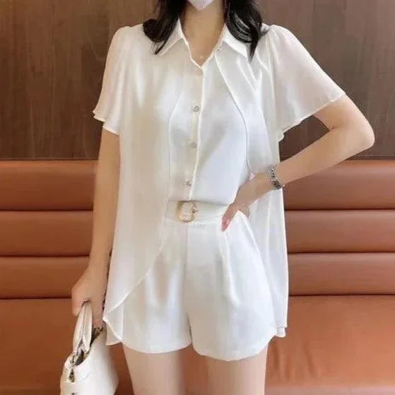 Conjunto Sofisticado Celeste™  em Chiffon de Seda / Com Toque Suave e Elegância Atemporal para o Dia a Dia!