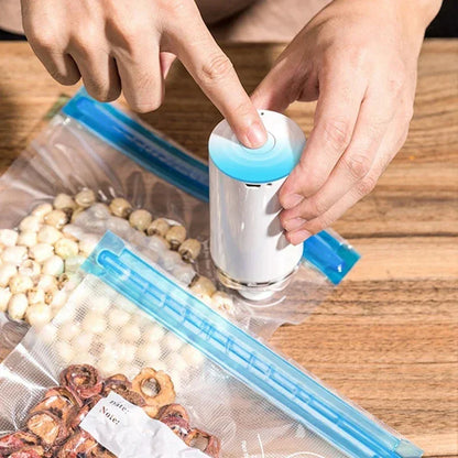 Seladora a Vácuo Modern Lar™ com Sacos Reutilizáveis e Sistema Portátil USB / Conserve Seus Alimentos por Muito Mais Tempo!