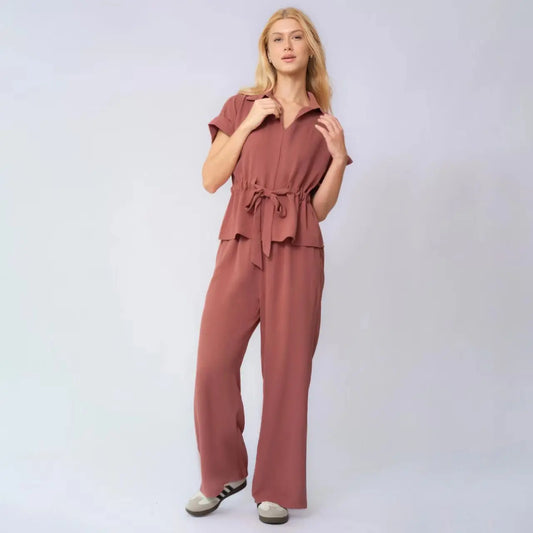Conjunto Valena™ com Amarração de Laço e Pantalona Fluida / Cintura Marcada com Conforto de Segunda Pele