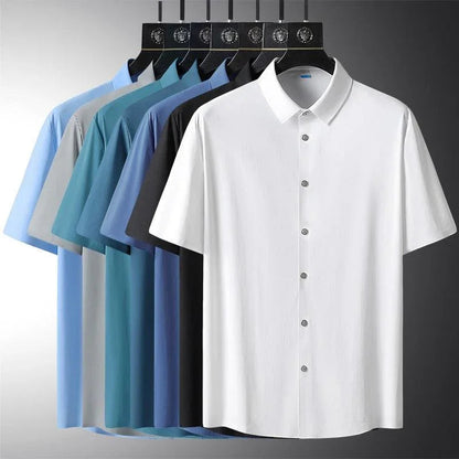 Camisa Social Manga Curta em Seda Gelo - Alto Padrão / Um toque de elegância em seu guarda-roupa!