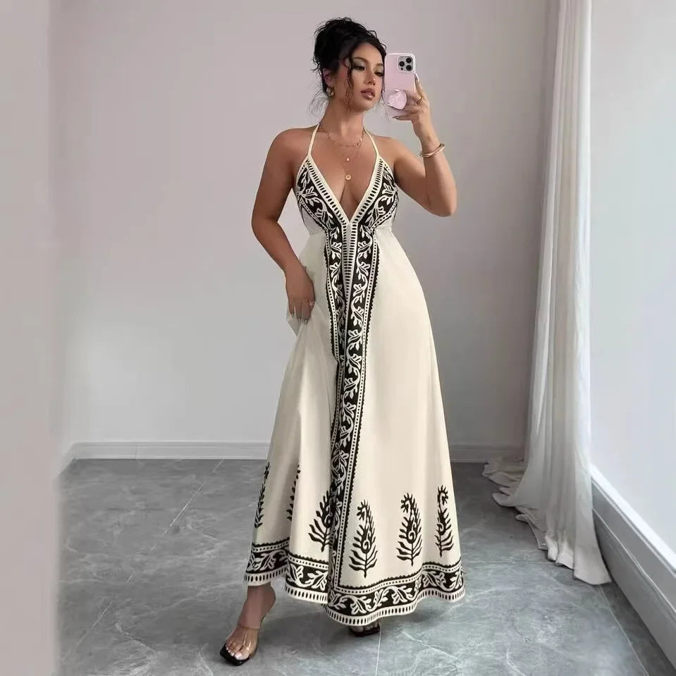 Vestido Bellamara™ com Caimento Amplo e Estética Mediterrânea