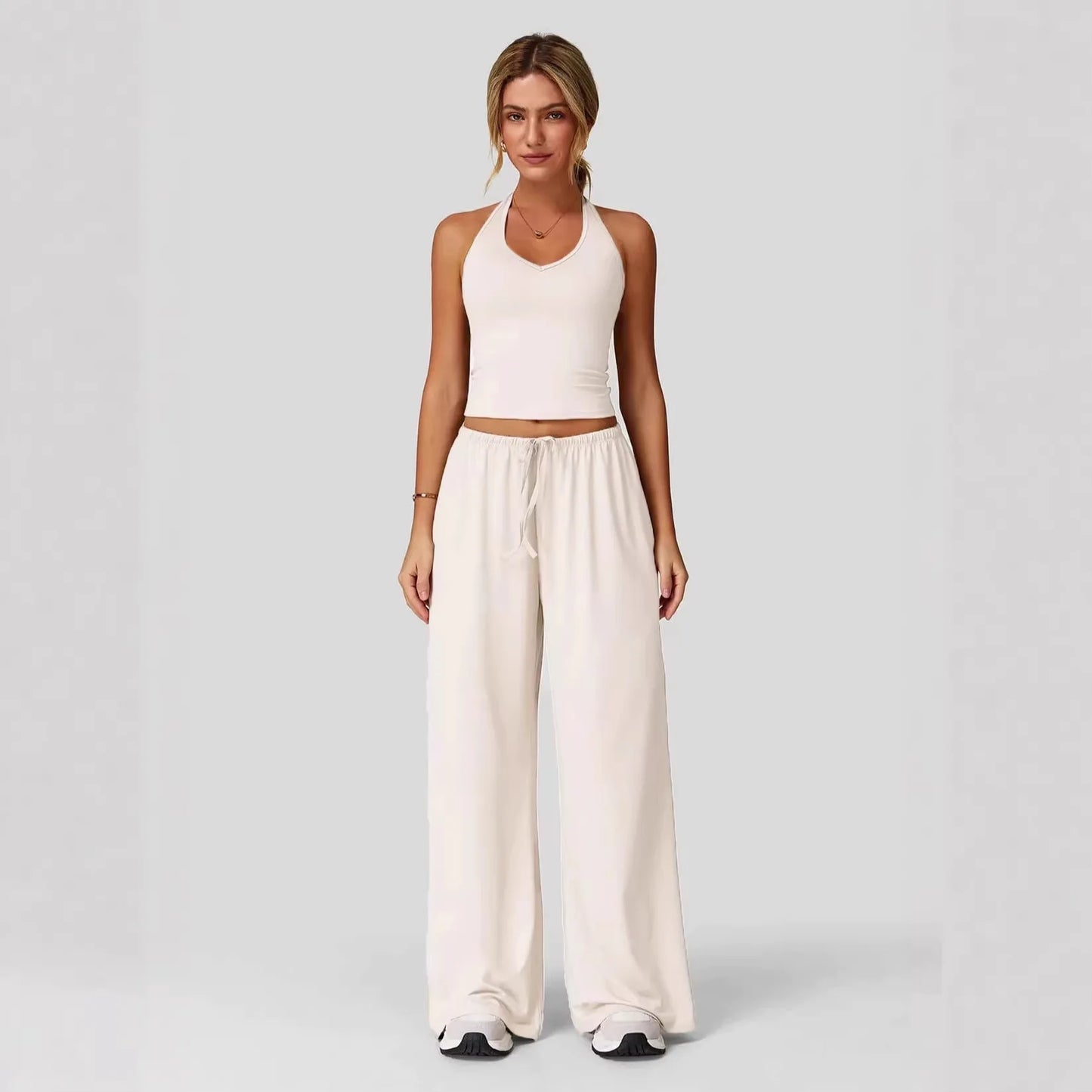 Conjunto Lunary™ Com Top Minimalista e Calça Pantalona