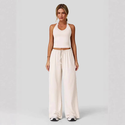 Conjunto Lunary™ Com Top Minimalista e Calça Pantalona