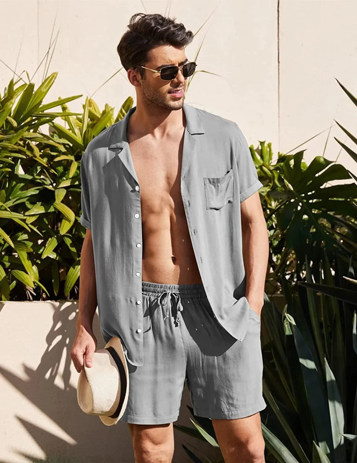 Conjunto Praiano Camisa Manga Curta + Shorts / Top Verão 22/23