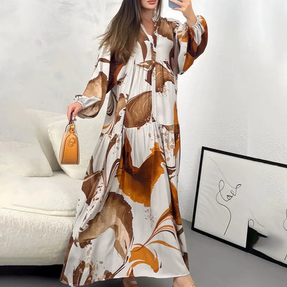 Vestido Longo Yumi™ em Viscose Premium com Fechamento Frontal de Botões