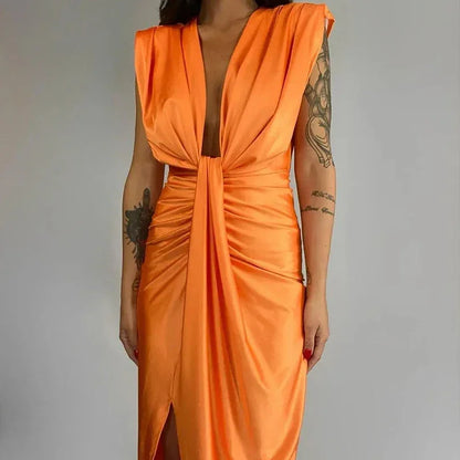 Vestido Kaelis™ com Design Refinado e Drapeado Moderno