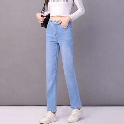 Calça Jeans Aurena™ Com Cintura Alta e Caimento Reto
