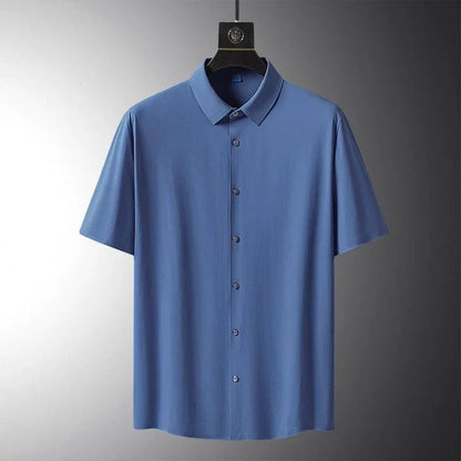 Camisa Social Manga Curta em Seda Gelo - Alto Padrão / Um toque de elegância em seu guarda-roupa!