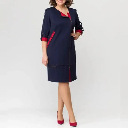 Vestido Alta Classe™ com Toques Contrastantes / Postura, Estilo e Refinamento em Uma Só Peça!