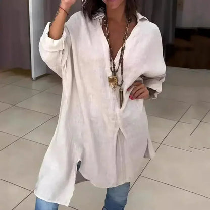 Camisa Despojada Hillary™ em Algodão Suave / Elegância Casual e Conforto para o Seu Dia a Dia!
