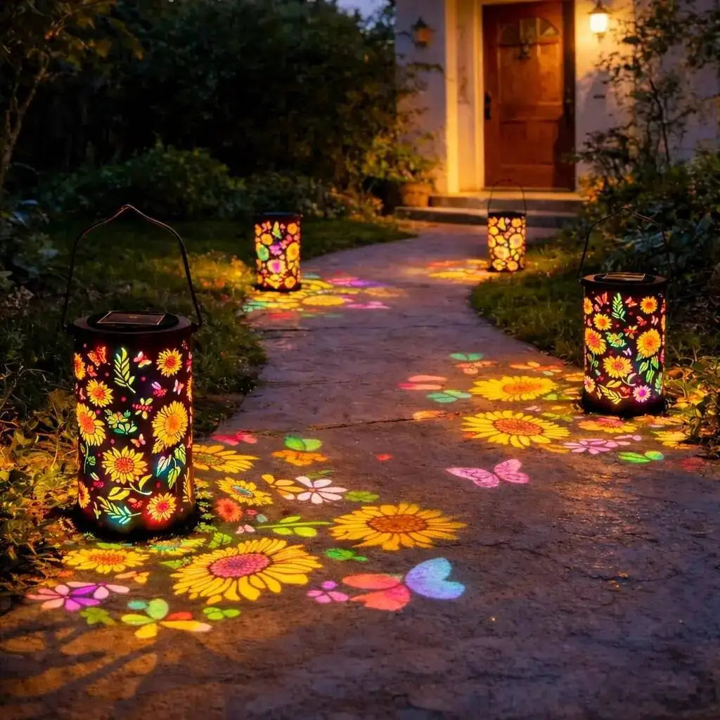 Lanterna Solar Sunshine™ com Projeção Floral e Resistênica à Água