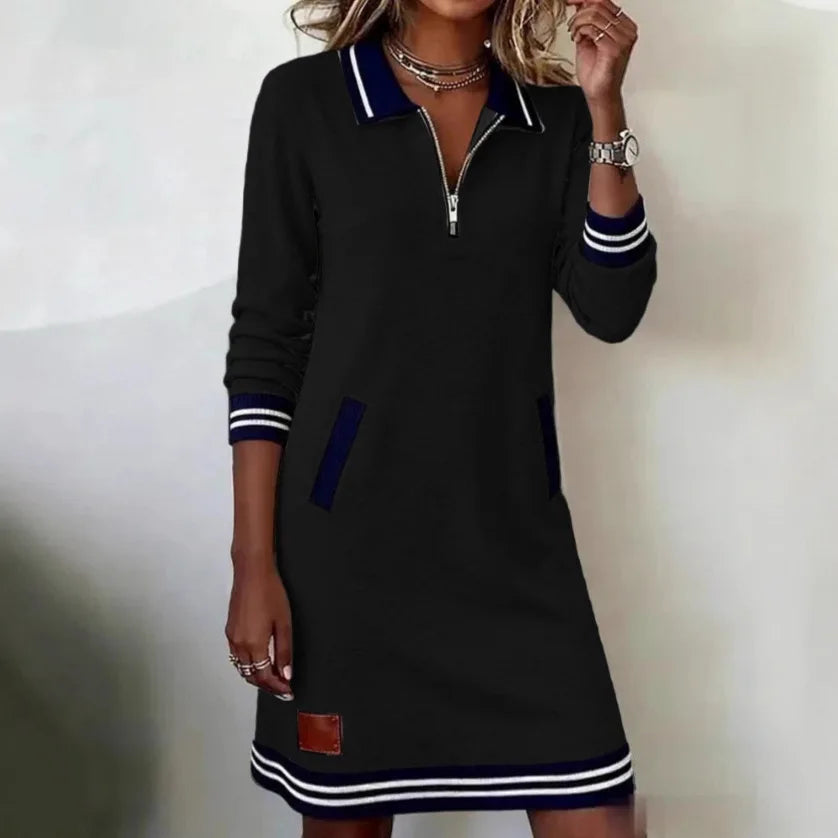 Vestido Navelle™ com Gola Polo e Elegância Descomplicada