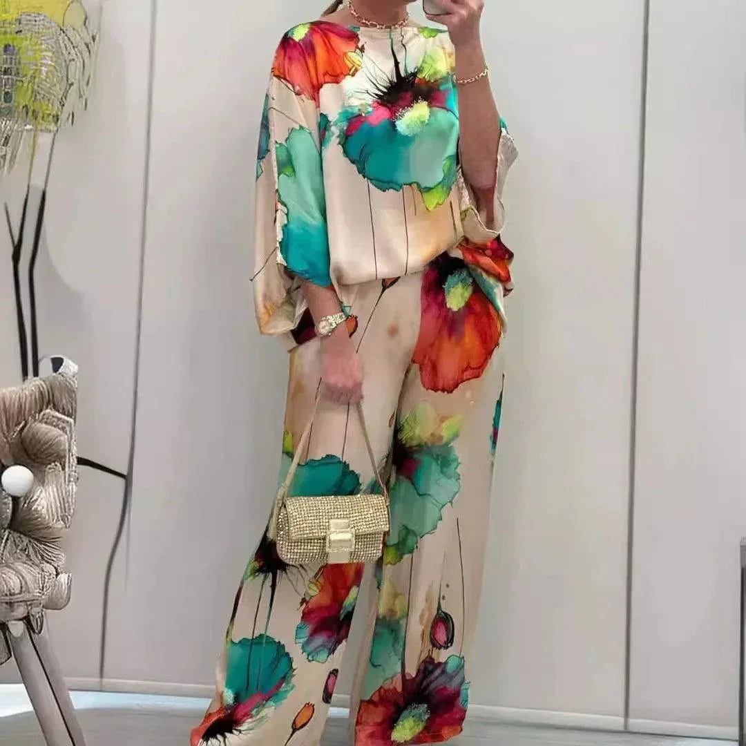 Conjunto Aquarela Floral™ em Cetim Luxuoso / Exale Sofisticação e Criatividade com Conforto Absoluto!