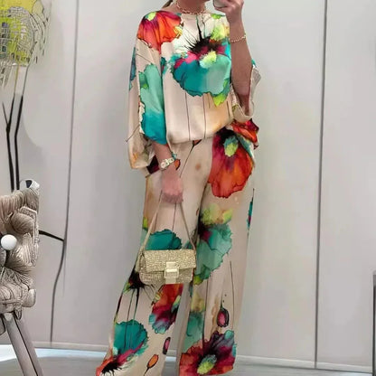 Conjunto Aquarela Floral™ em Cetim Luxuoso / Exale Sofisticação e Criatividade com Conforto Absoluto!