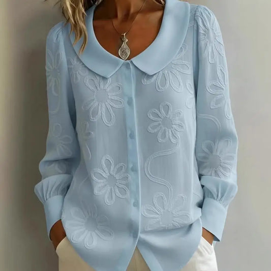 Camisa Fiorenne™ com Bordado Floral e Caimento Delicado
