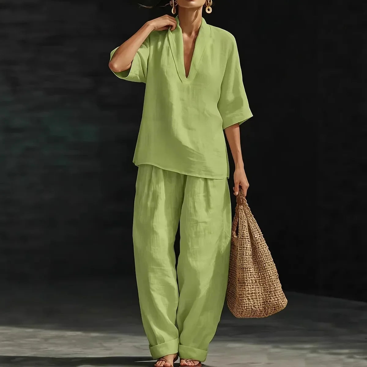 Conjunto Nemora™ em Linho de Algodão com Design Minimalista