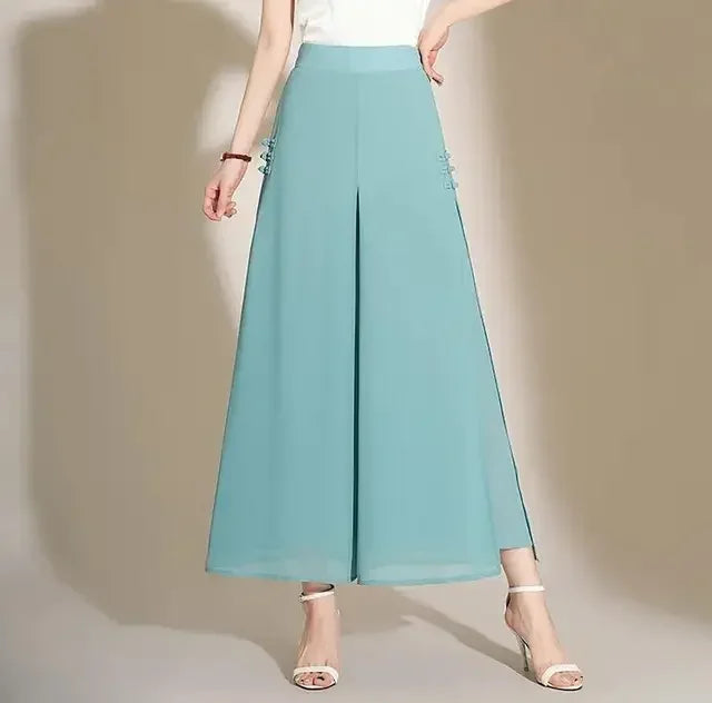 Calça Diva Natural™ Pantalona com Sobreposição Fluida
