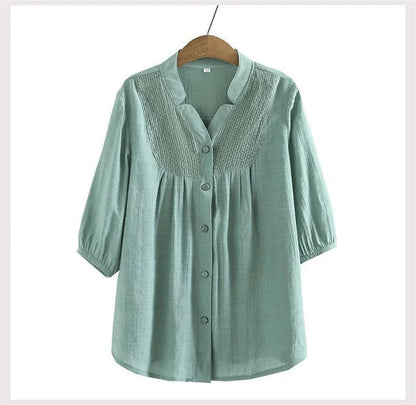 Camisa Feminina Julie™ com Manga 3/4 e Detalhe Renda -  Conforto, Elegância e Versatilidade para Todas as Ocasiões!