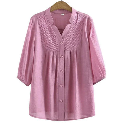 Camisa Feminina Julie™ com Manga 3/4 e Detalhe Renda -  Conforto, Elegância e Versatilidade para Todas as Ocasiões!