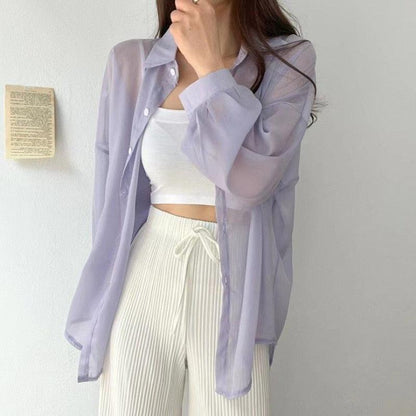 (Promoção Compre 1, Leve 2) Camisa Chiqué™ Estilo Sobretudo em Chiffon / Proteja-se do Sol com Muita Elegância e Estilo!!