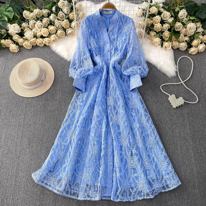 Vestido Imperial™ Rendado com Mangas Bufantes