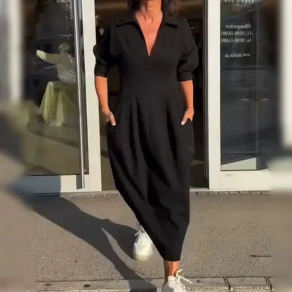 Vestido Alencar™ com Decote Chemise e Corte Midi Estruturado / Onde o Minimalismo se Encontra Com a Elegância Urbana!