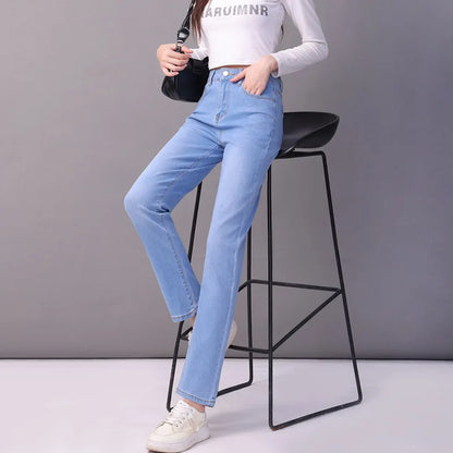 Calça Jeans Aurena™ Com Cintura Alta e Caimento Reto