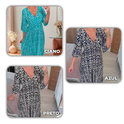 [COMPRE 2 E LEVE 3]  Vestido Harmonia Tropical™ com Estampa Boho e Tecido Leve / Um Toque de Cor e Liberdade para seu Dia!