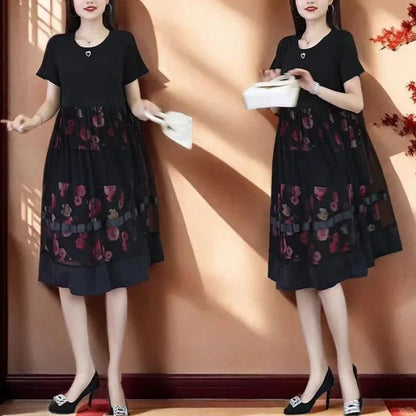 Vestido Flor d'Amore™ Dupla Camada / Estampa Floral com Renda Delicada: Elegância e Conforto Atemporal!