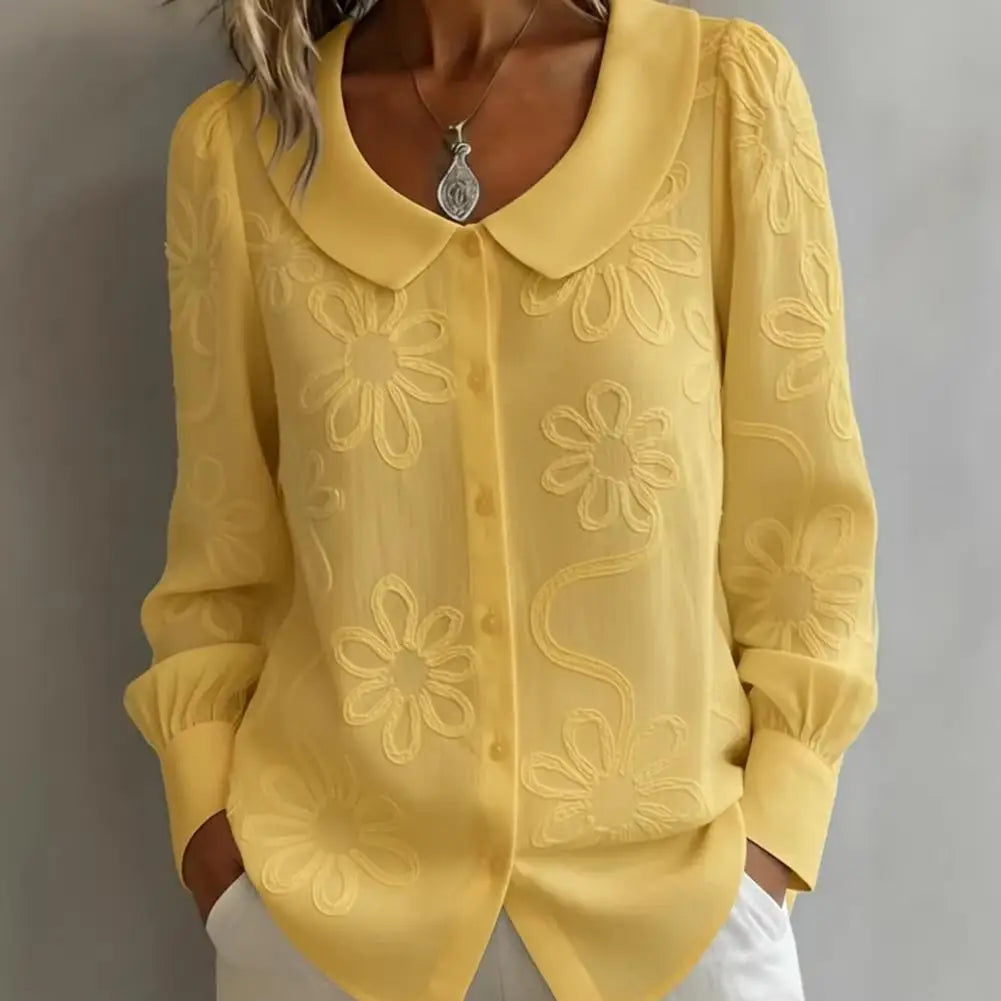Camisa Fiorenne™ com Bordado Floral e Caimento Delicado