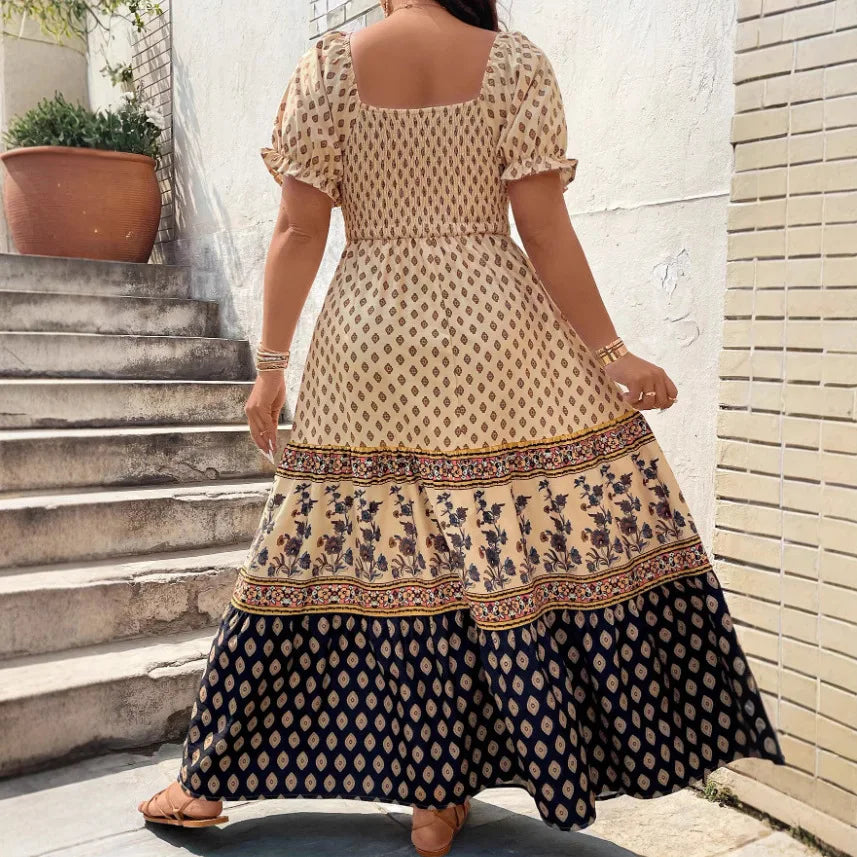 Vestido Selaris™ com Mangas Bufantes e Caimento Fluido