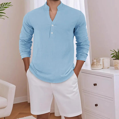 Camisa Stephan™ Em Linho de Algodão com Design Minimalista