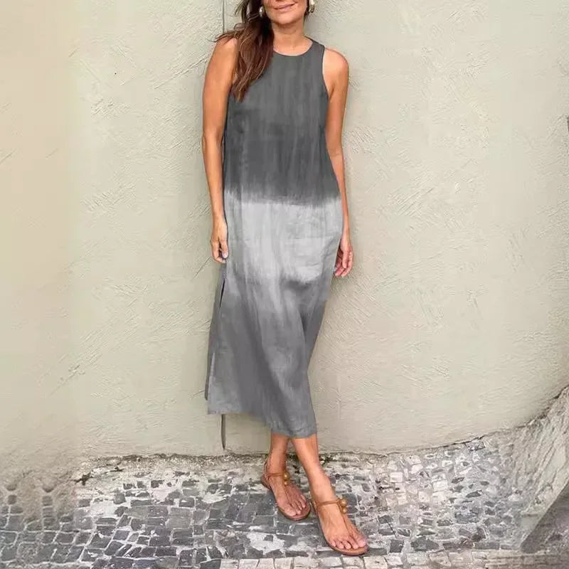 Vestido Siena™ em Linho de Algodão com Efeito Degradê