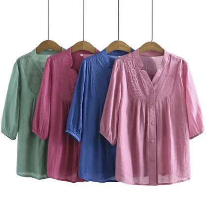 Camisa Feminina Julie™ com Manga 3/4 e Detalhe Renda -  Conforto, Elegância e Versatilidade para Todas as Ocasiões!