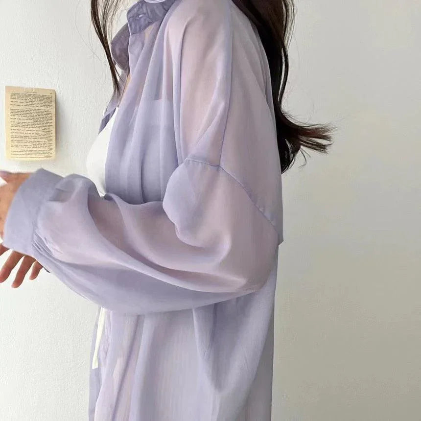 (Promoção Compre 1, Leve 2) Camisa Chiqué™ Estilo Sobretudo em Chiffon / Proteja-se do Sol com Muita Elegância e Estilo!!