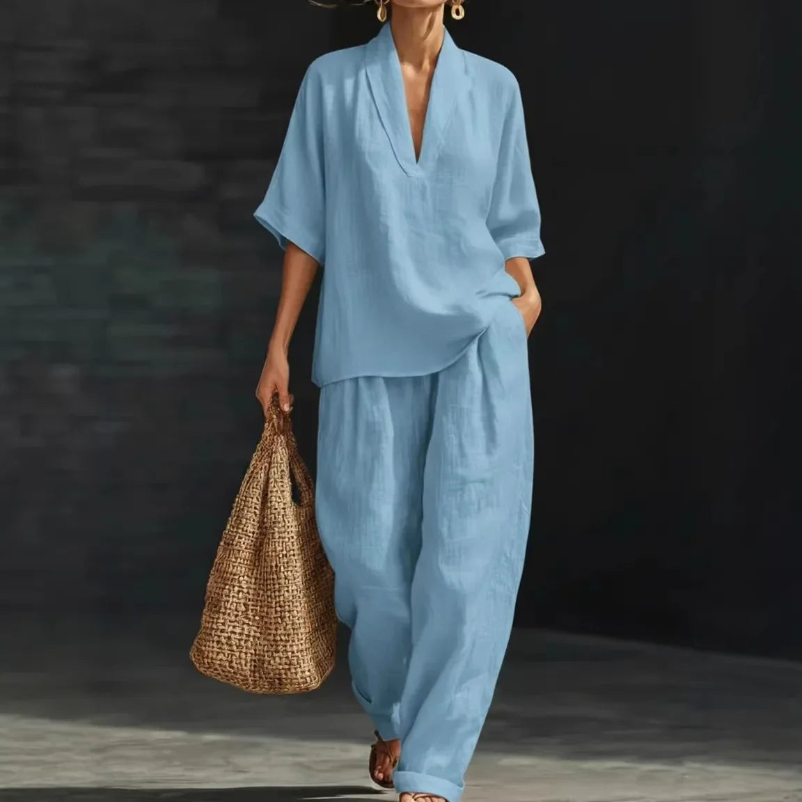 Conjunto Nemora™ em Linho de Algodão com Design Minimalista
