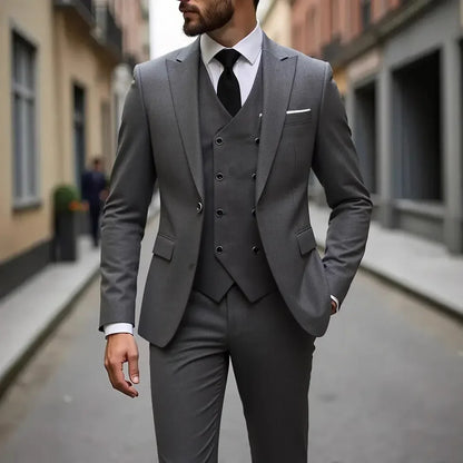 Terno Montevic™ com Colete Transpassado, Blazer Estruturado e Corte Slim / Presença Impecável Para Ocasiões Especiais.