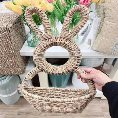 Cesta De Porta em Formato de Coelho em Fibra Natural / Beleza Artesanal em Formato de Coelho