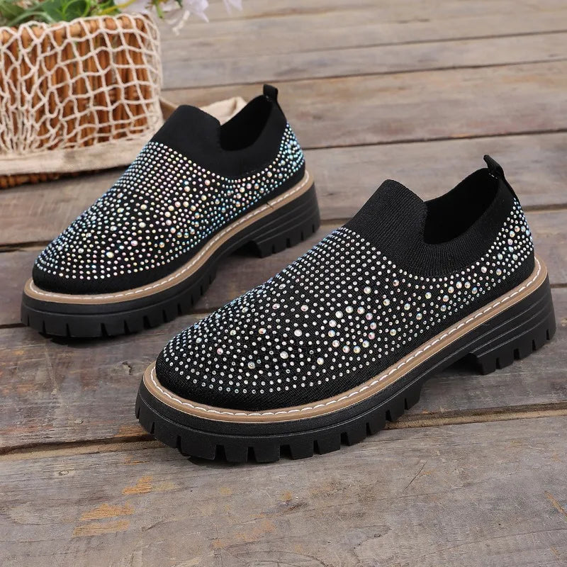 Tênis Brilho Urbano™ Slip-On com Plataforma Tratorada