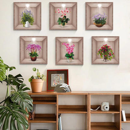 Kit com 6 Quadros Adesivos VivaDécor™ de PVC com Efeito 3D / Transforme suas Paredes em Jardins Vibrantes com um Toque Tridimensional!