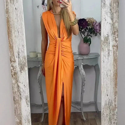 Vestido Kaelis™ com Design Refinado e Drapeado Moderno